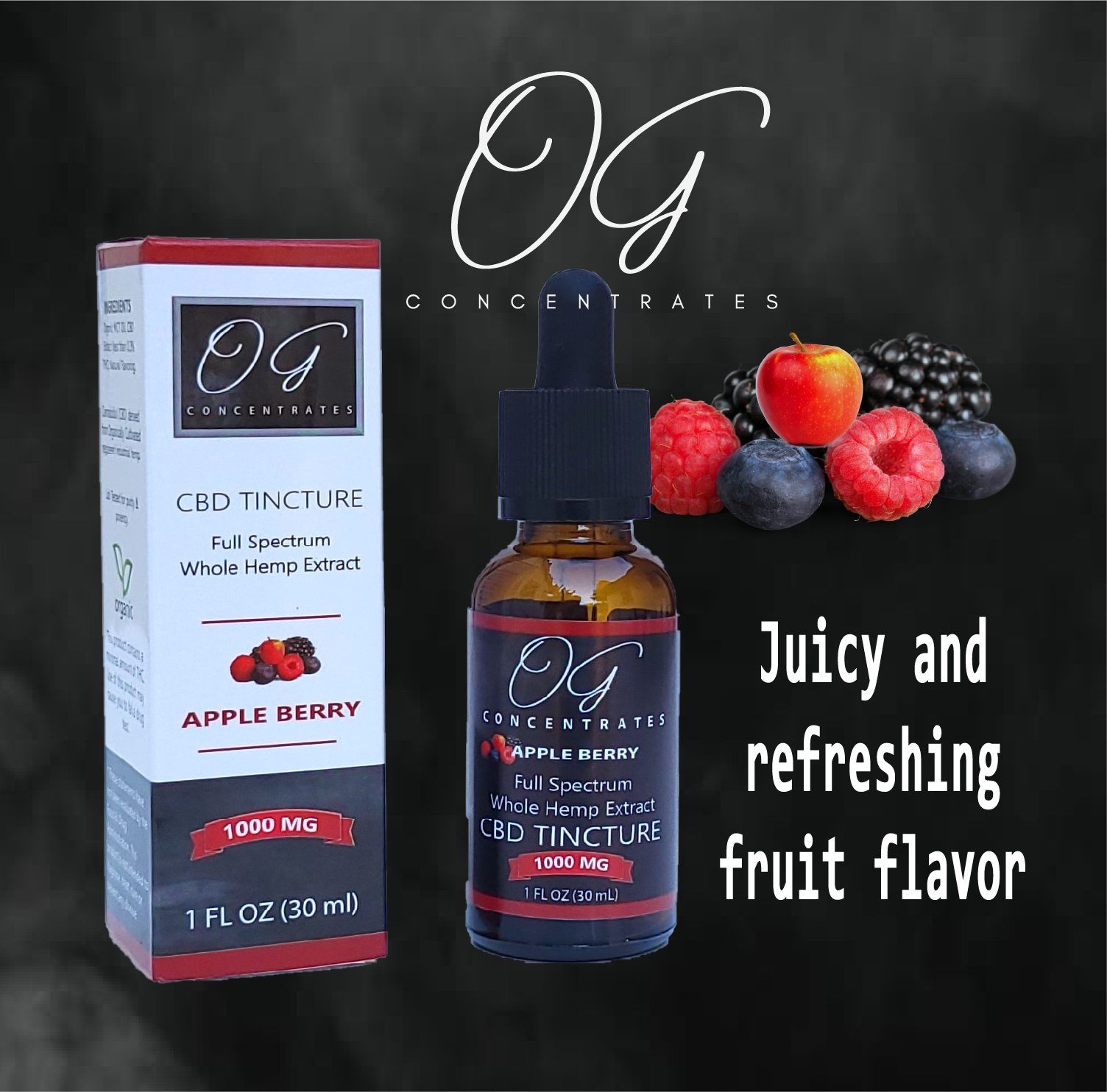 Organic Full Spectrum CBD Apple Berry Tincture, 1000mg