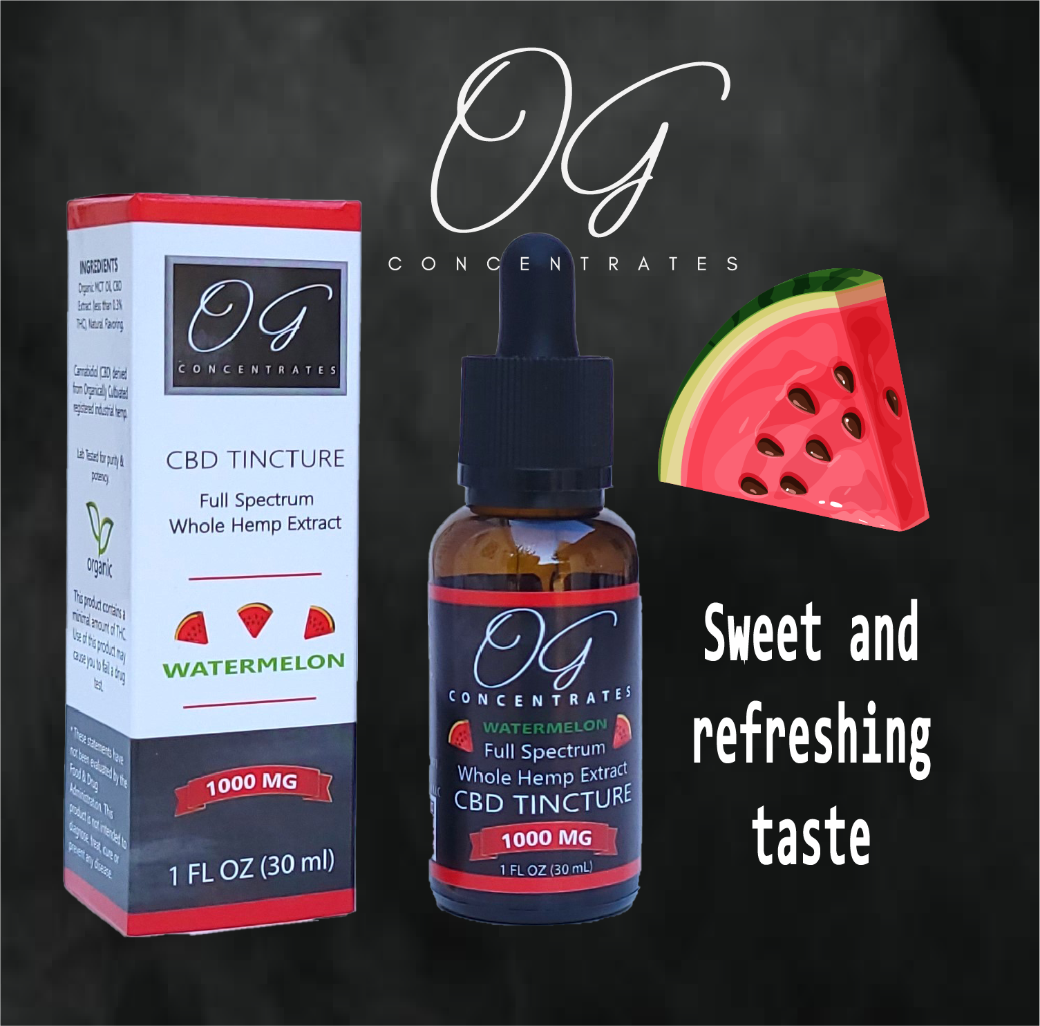 Organic Full Spectrum CBD Watermelon Tincture, 1000mg