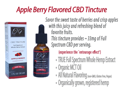 Organic Full Spectrum CBD Oil 1000 mg Apple Berry Flavor