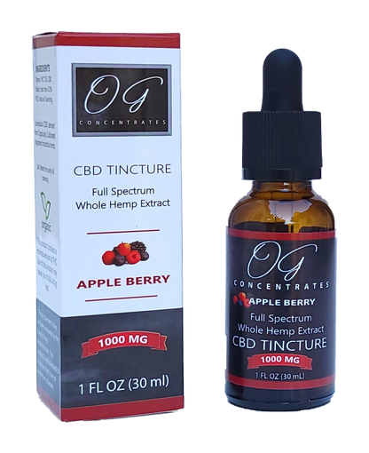 Organic Full Spectrum CBD Oil 1000 mg Apple Berry Flavor