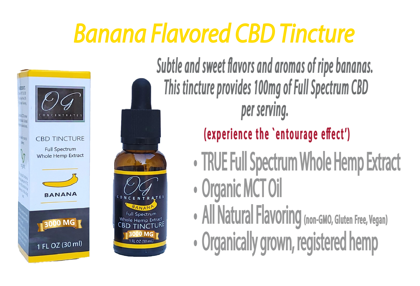 Organic Full Spectrum CBD Oil 3000 mg Banana Flavor