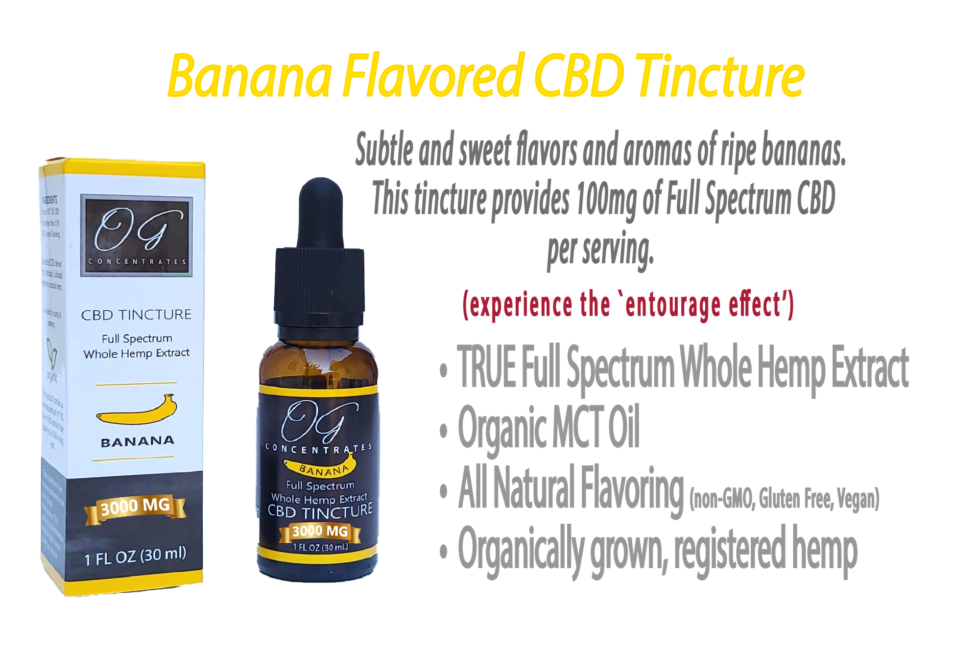 Organic Full Spectrum CBD Oil 3000mg Banana Flavor