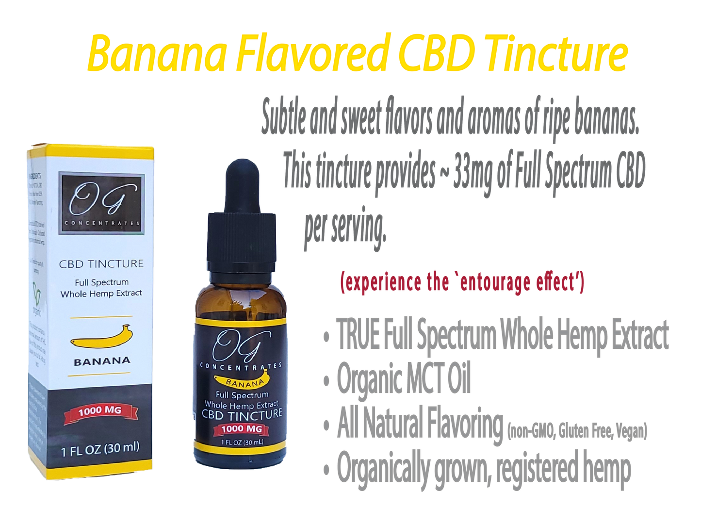 Organic Full Spectrum CBD Oil 1000 mg Banana Flavor