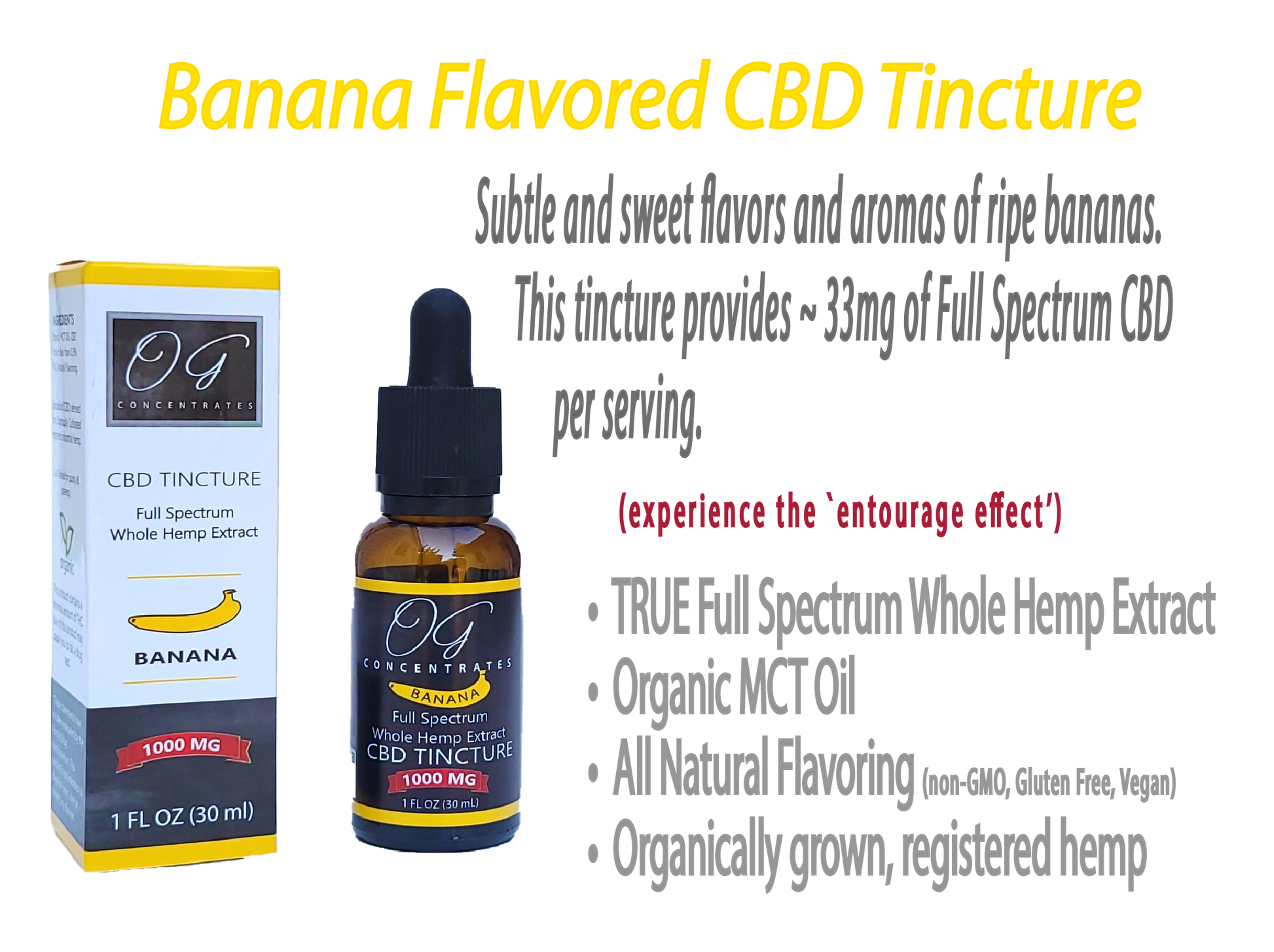 Organic Full Spectrum CBD Oil 1000 mg Banana Flavor