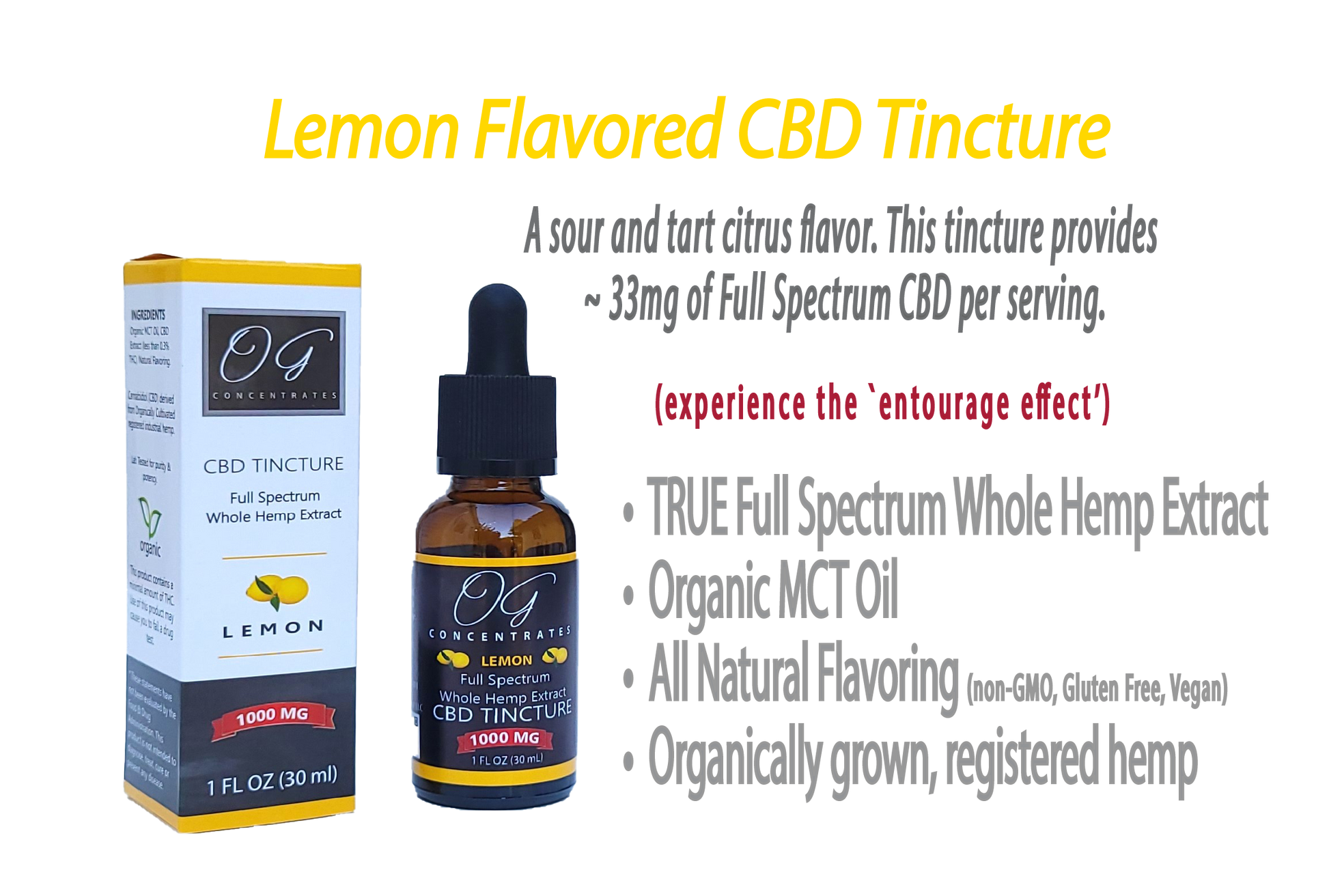 Organic Full Spectrum CBD Oil 1000 mg Lemon Flavor