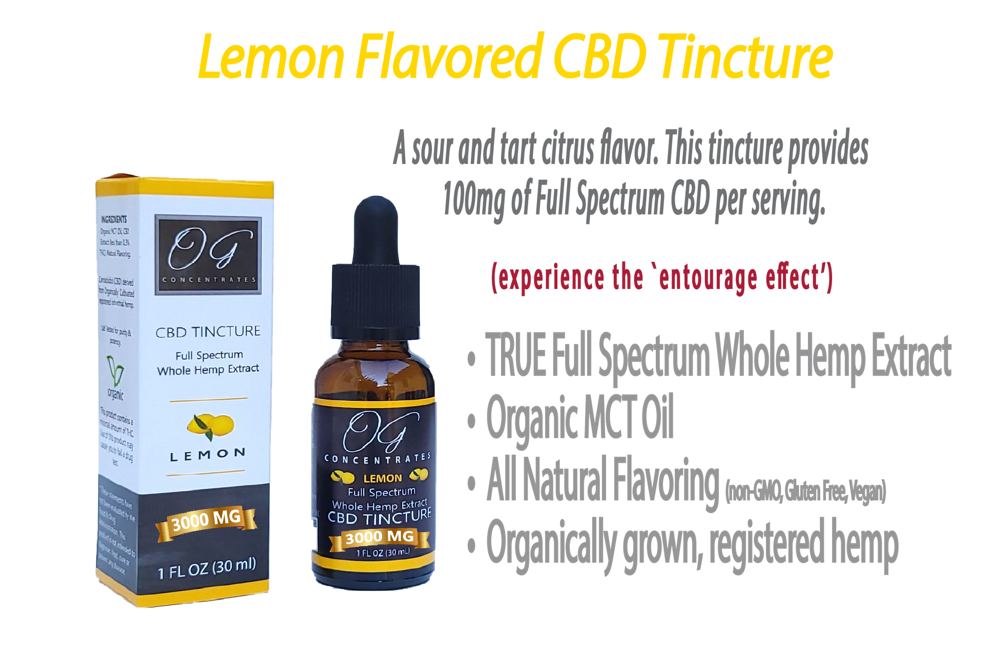 Organic Full Spectrum CBD Oil 3000mg Lemon Flavor